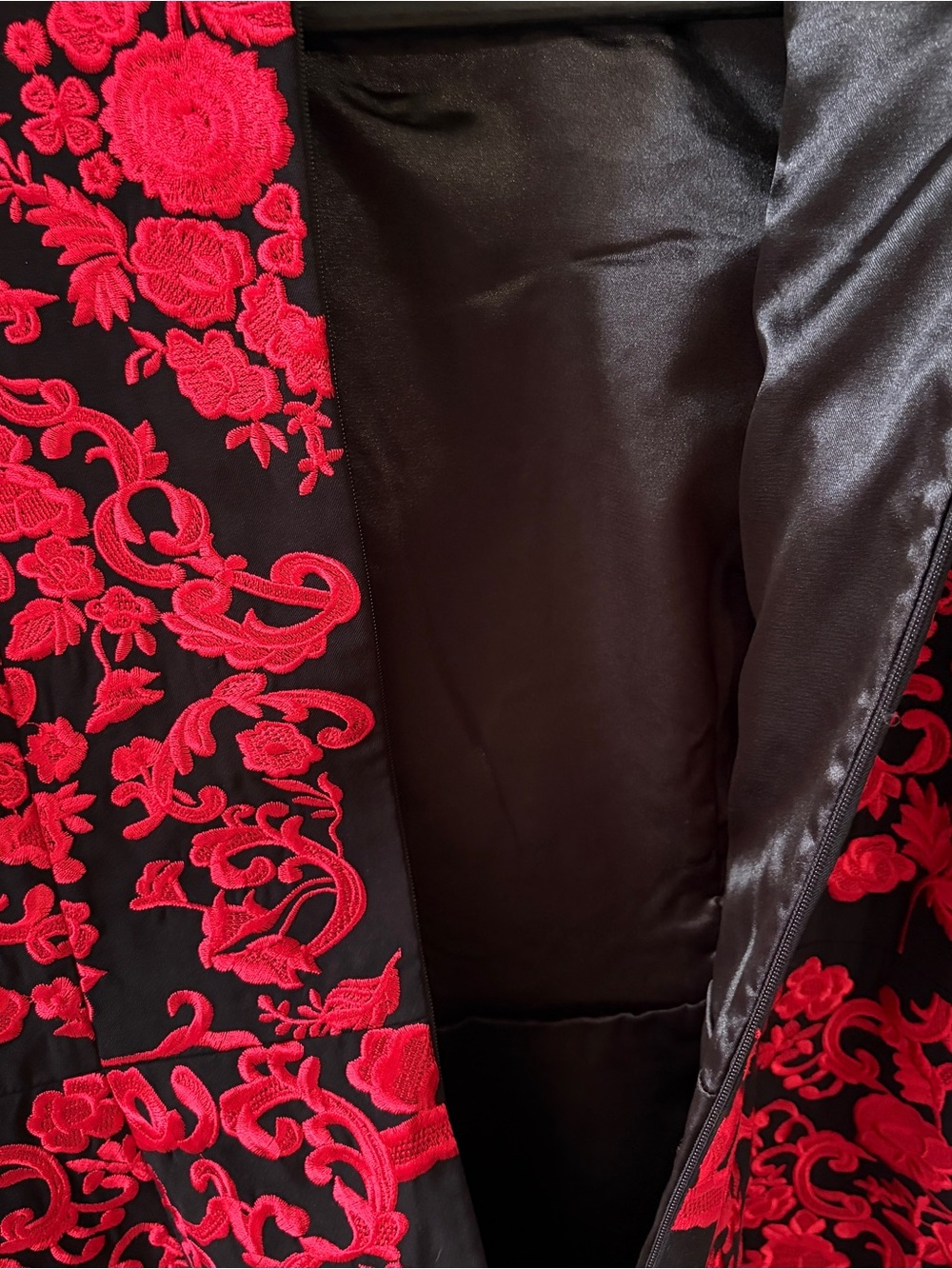 Dolce & Gabbana Red and Black Embroidered Floral Lace Mini Dress - Picture 8 of 15
